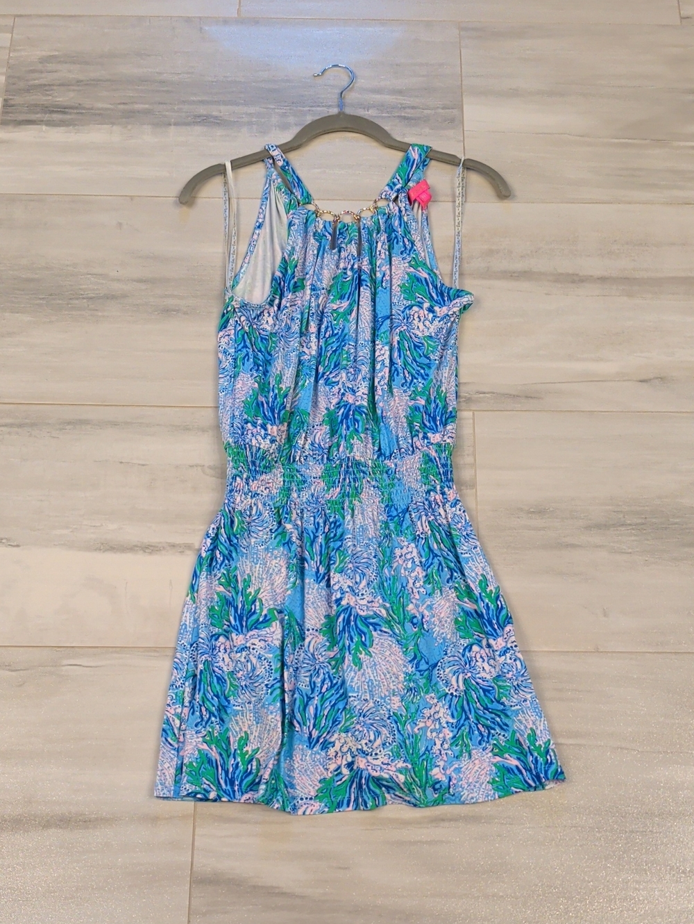 Lilly Pulitzer Shirelle Skirted Romper in Aqua Strong Current Sea / Las Olas.